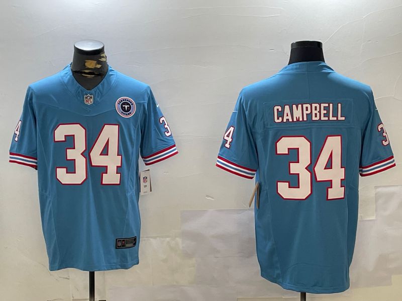 Men Tennessee Titans #34 Campbell Light Blue Throwback Three generation 2024 Nike Limited NFL Jersey style 2->tennessee titans->NFL Jersey